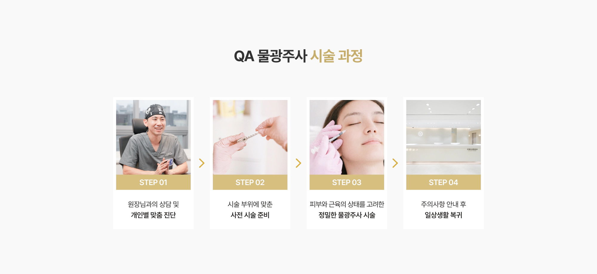 QA 물광주사 시술 과정 STEP 01~04